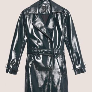 Armani Exchange PATENT DOUBLE-BREASTED TRENCH COAT